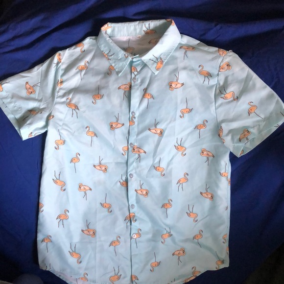 Men’s Shein slim fit flamingo button up shirt - Picture 1 of 3